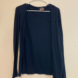 Womens Navy Blue Half Button Up Cardigan